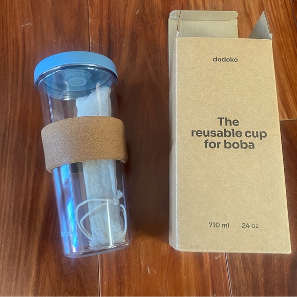Unused, New, Dodoko Reusable Boba Cup, Blue, 710mL, 24 oz, straw/cleaner/bag - Picture 5 of 13